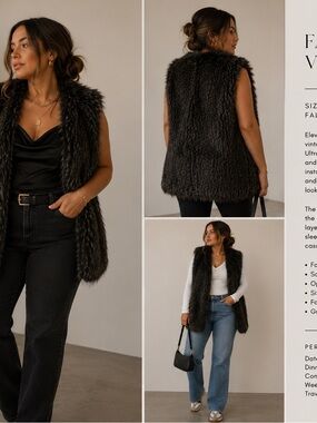 Faux Fur Vest - Black